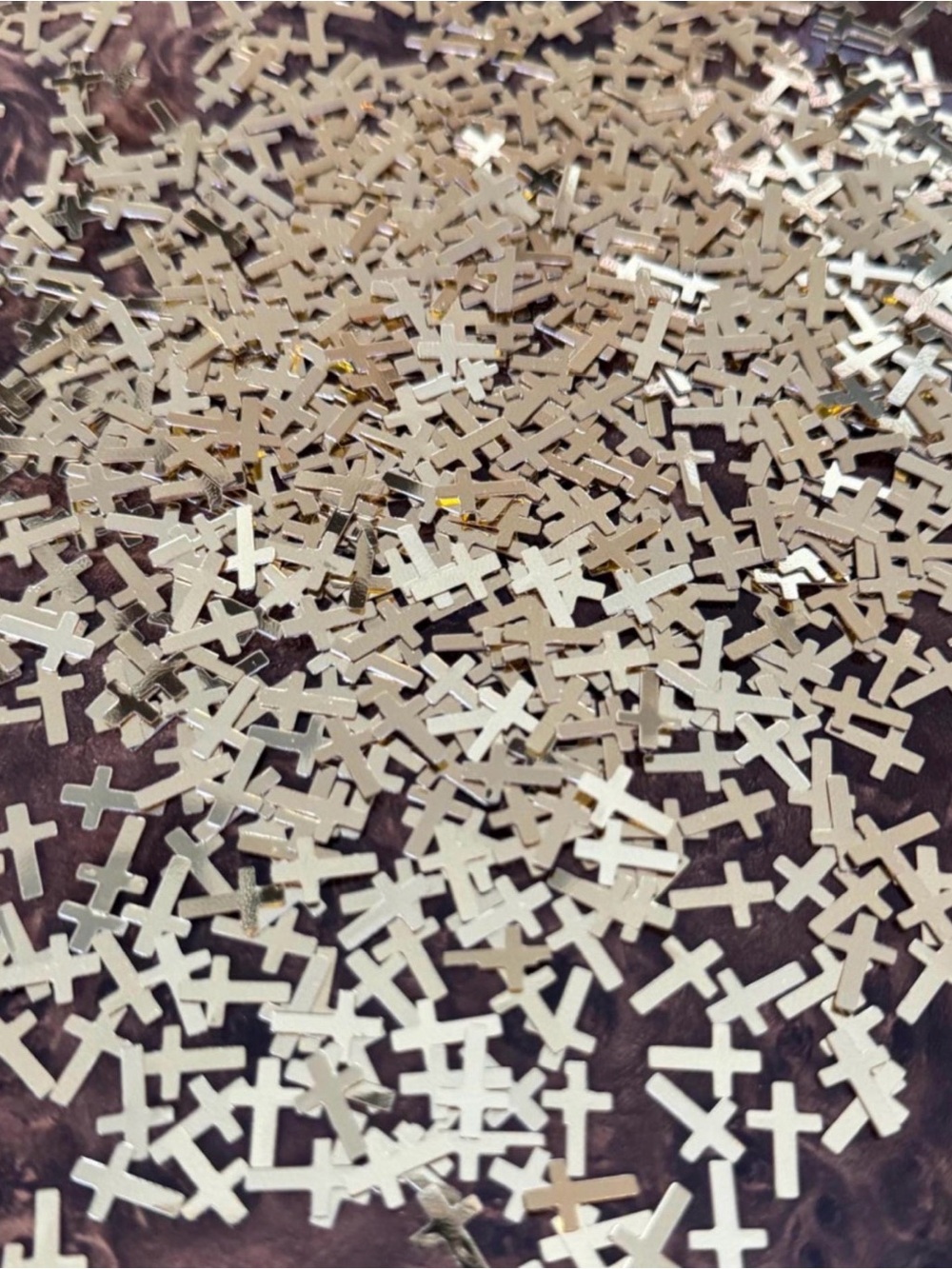 Gold Cross Confetti | 0.5 oz Religious Table Scatter | Baptism, First Communion,